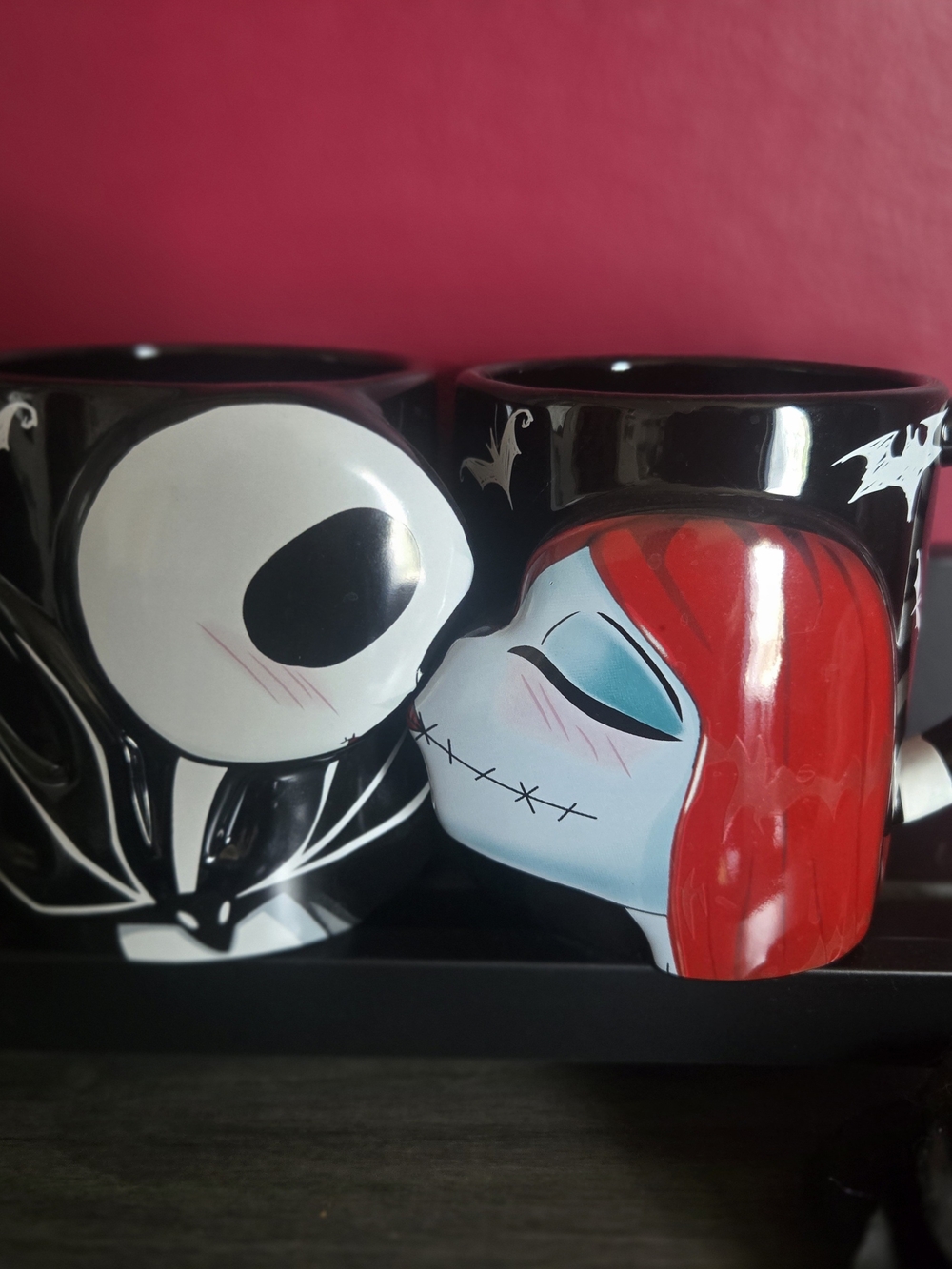 Nightmare Before Christmas  Ceramic Jack & Sally Kiss Connecting Mugs